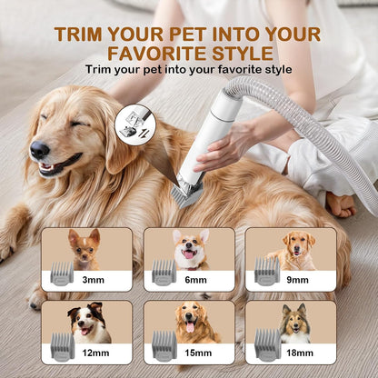 Dog Grooming Vacuum, Dog Grooming Kit with Pet Clipper Nail Grinder, 6 Pet Grooming Tools (Caramel)
