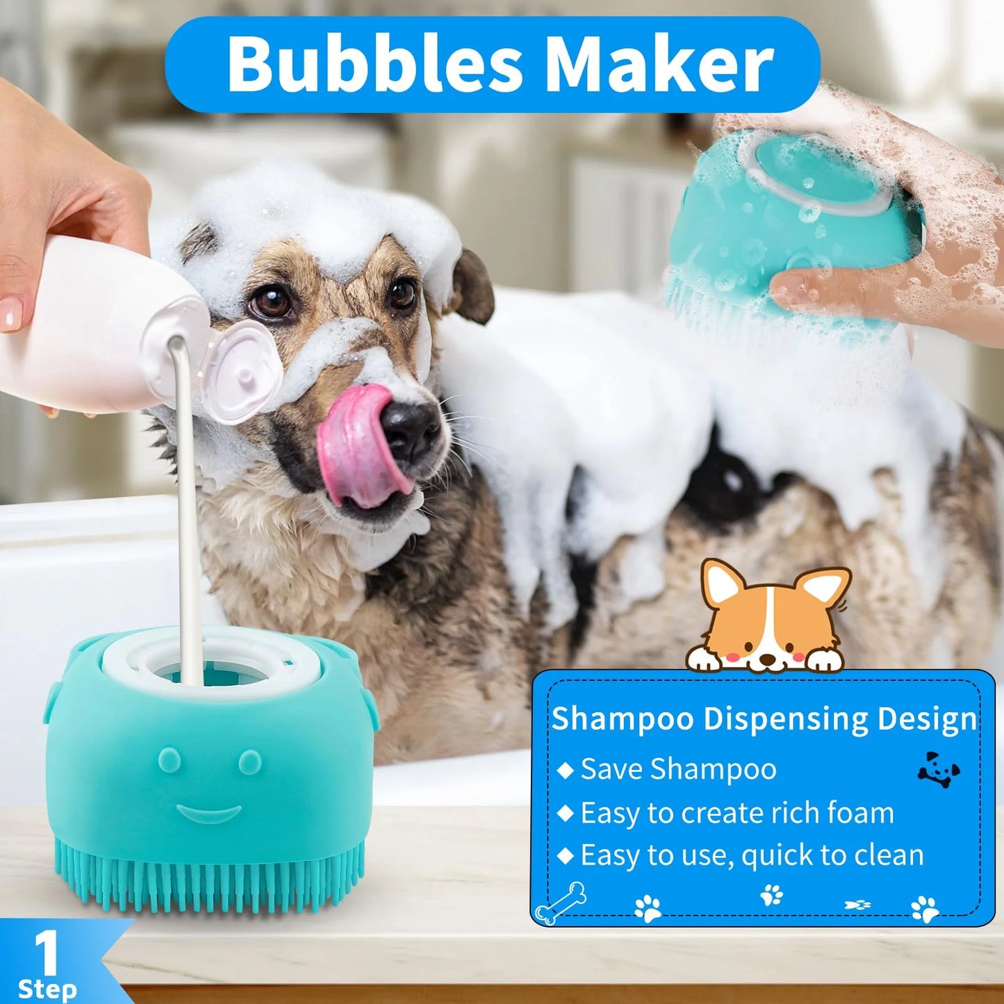 LJSXFI Pet Grooming Brush Kit, 7 Pcs for Shedding & Matted Fur, with Flea Comb and Dog Bath Brush, Cat Dog Brush Grooming Kits