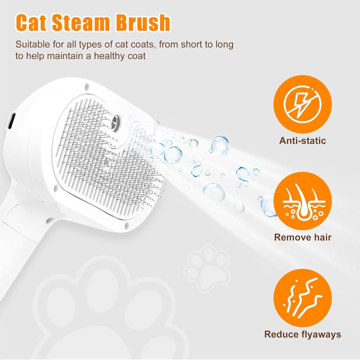 Self Cleaning Pet Steam Brush - Dog Brush for Shedding & Cat Brushes for Indoor Cats - Skin-Friendly | Anti-Static, Slicker Brush for Dogs & Cats - Hair Removal Tool