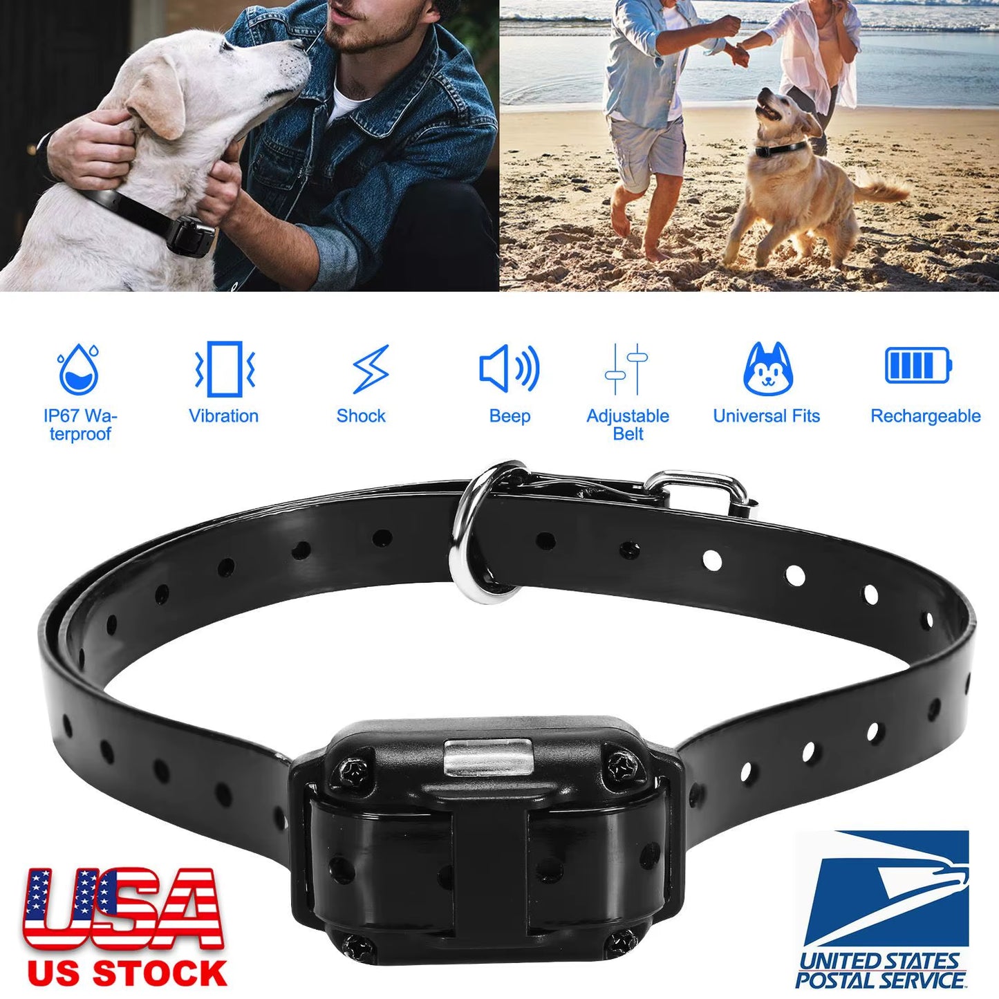 Rechargeable Remote Control IP67 Waterproof Dog Training Collar Receiver Adjustable Belt Accessories for Pet Training