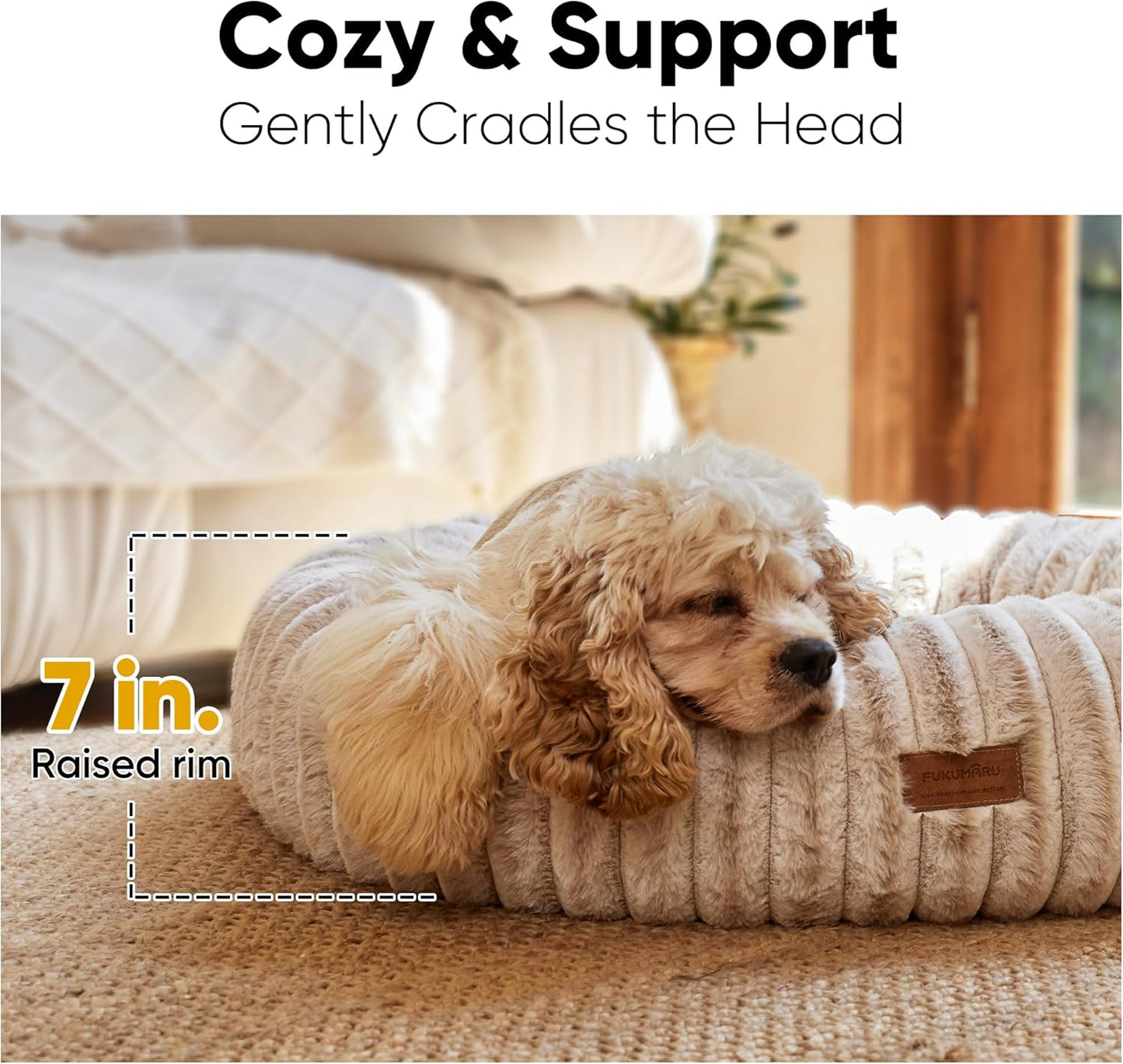 Small Dog Bed, Gradient Color Donut Dog Beds for Anxious Puppies, 25 Inches Calming Orthopedic Dog Beds, round Pet Beds with Washable Cover, Cute Cat Bed for Indoor Cats, Camel