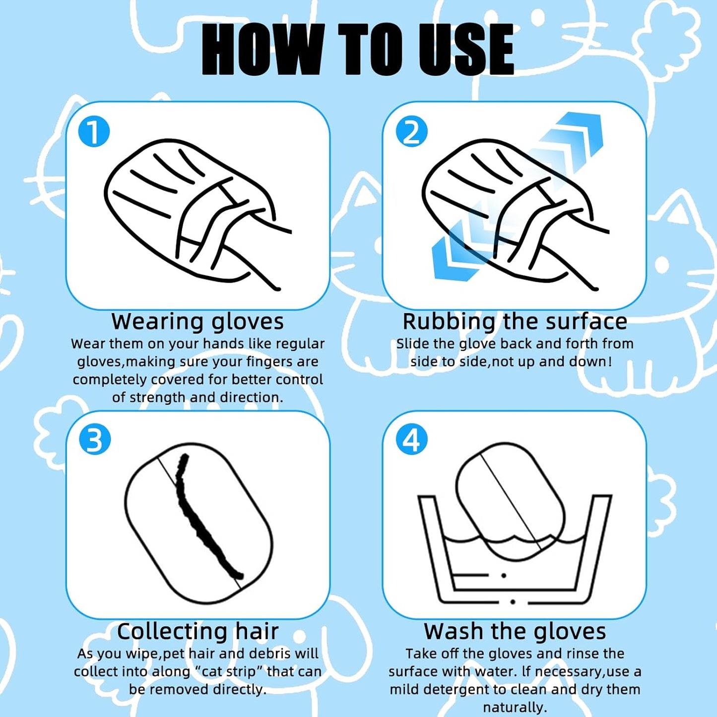 Pet Hair Removal Glove for Cats & Dogs, Upgraded Electrostatic Pet Hair Remover Glove, Reusable Dog Hair Remover for Laundry & Couch, Cat Hair Remover Furniture Tool, Pet Hair Remover Glove