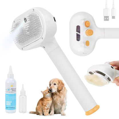 Self Cleaning Pet Steam Brush - Dog Brush for Shedding & Cat Brushes for Indoor Cats - Skin-Friendly | Anti-Static, Slicker Brush for Dogs & Cats - Hair Removal Tool