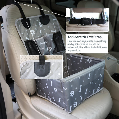 Portable Dog Car Booster Seat Carrier for Small Medium Dogs Safety Travel Pet Basket with Storage Front Seat Pet Carrier for Dog