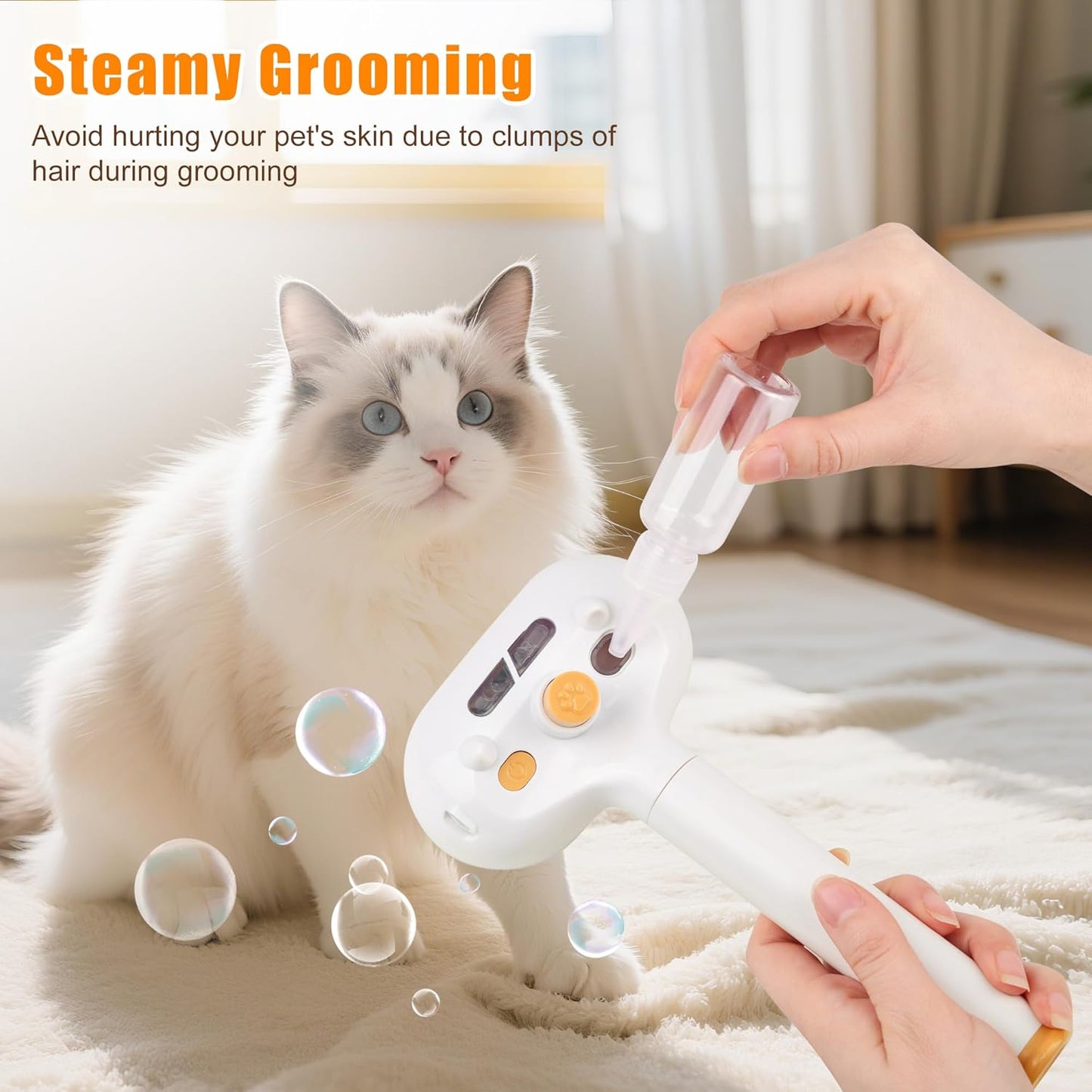 Self Cleaning Pet Steam Brush - Dog Brush for Shedding & Cat Brushes for Indoor Cats - Skin-Friendly | Anti-Static, Slicker Brush for Dogs & Cats - Hair Removal Tool