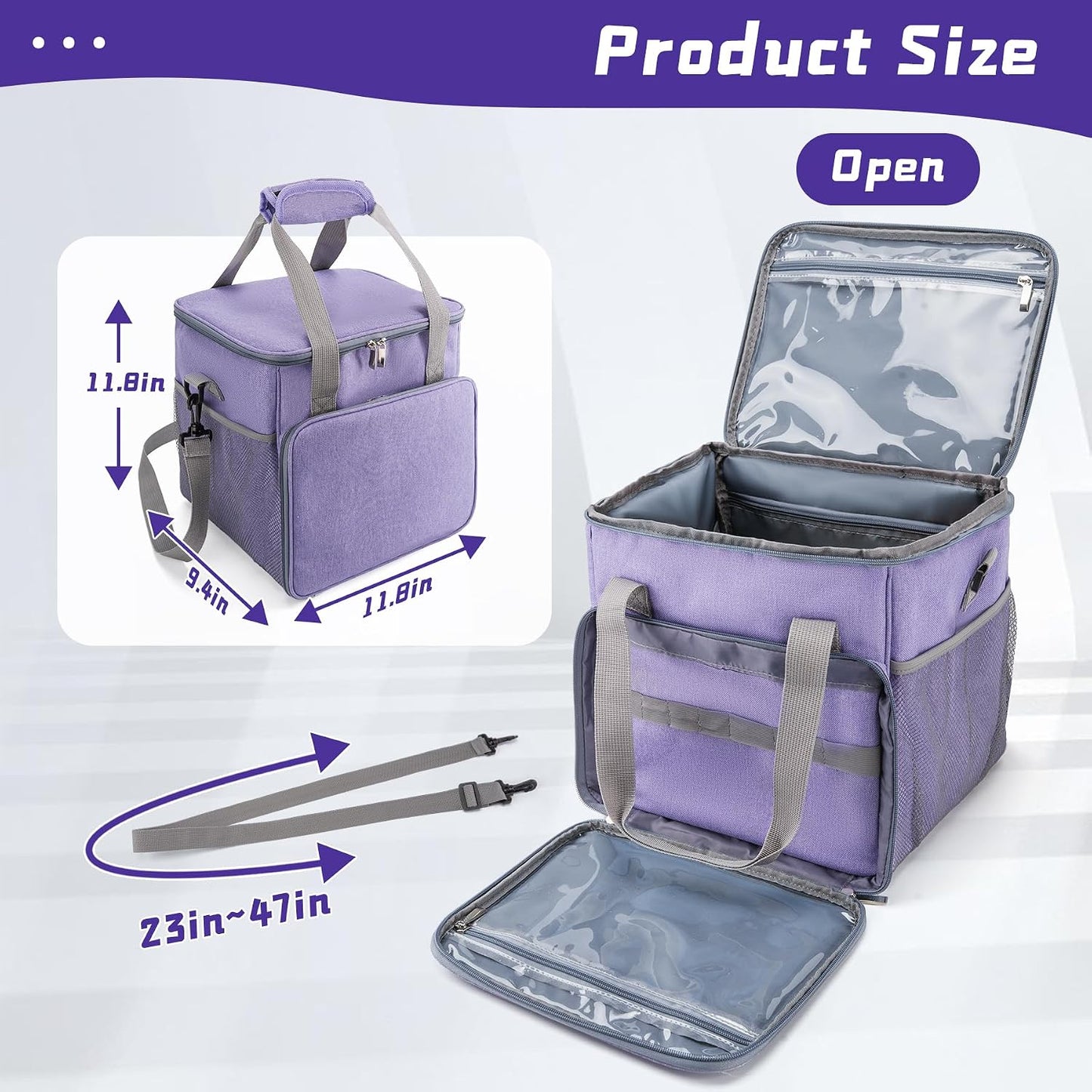 Pet Grooming Bag for Dog Grooming Supplies, Dog Tote Travel Bag for Pets Grooming Tools Kit Accessories - Light Purple