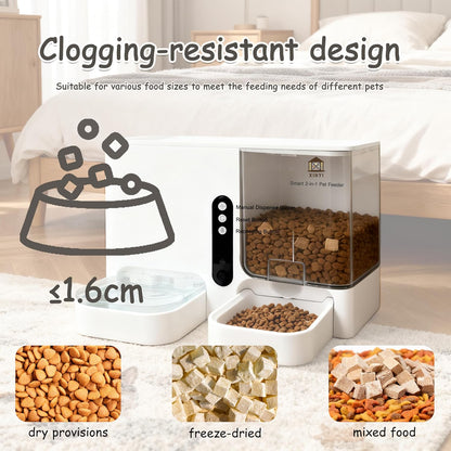 Automatic Pet Feeder and Water Dispenser 2-In-1 Set with Wifi, Proximity Sensor, Easy APP Operation, Real-Time Video Monitoring for Cats and Dogs