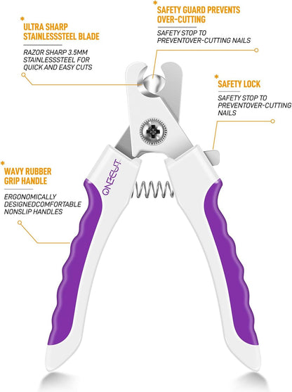 6" Dog Nail Clippers for Small, Medium and Large Breed Professional Pet Nail Trimmers -Suitable for Cats, Rabbits and Guinea Pigs with Safety Guard to Avoid over Cutting (Purple)