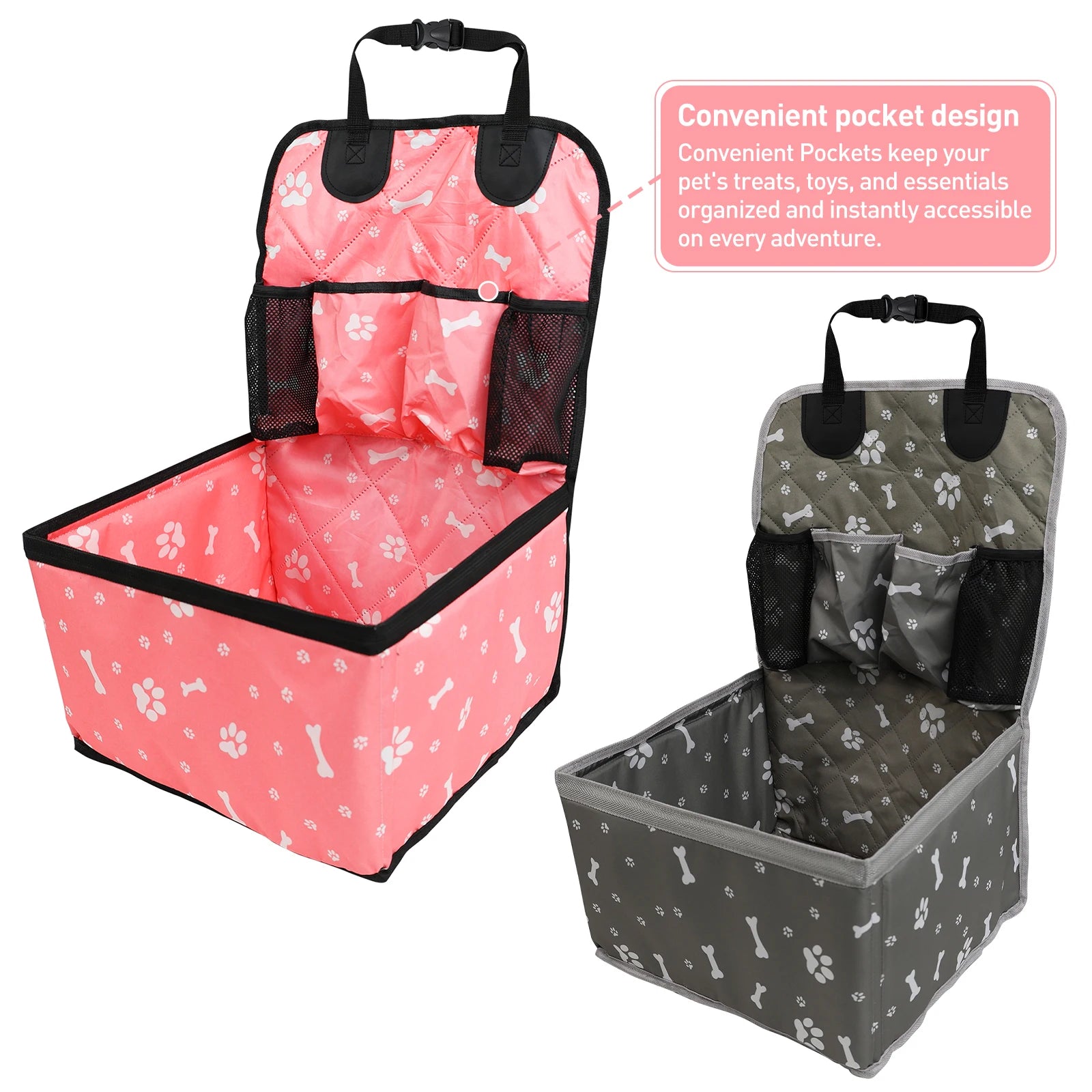 Portable Dog Car Booster Seat Carrier for Small Medium Dogs Safety Travel Pet Basket with Storage Front Seat Pet Carrier for Dog
