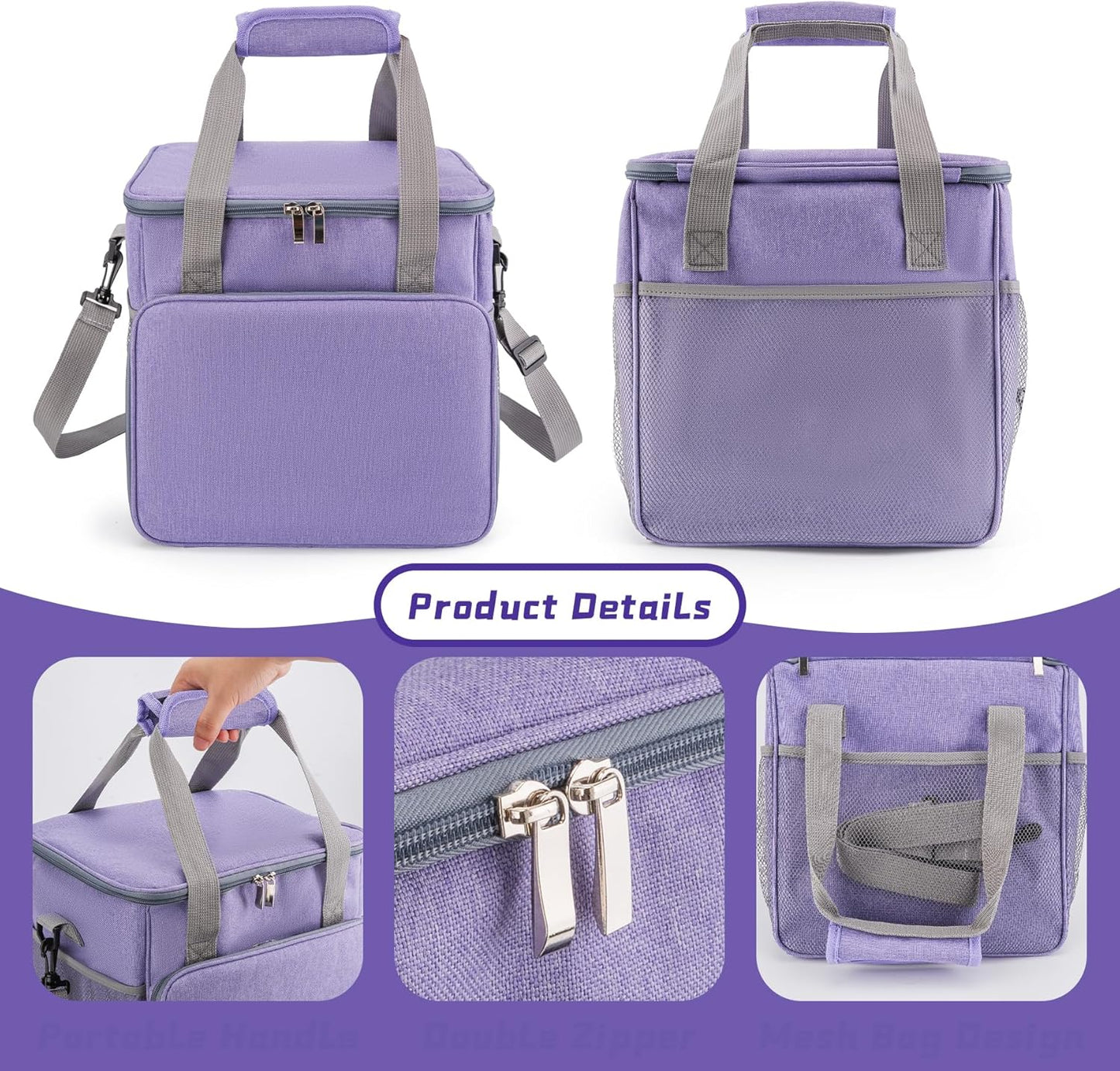 Pet Grooming Bag for Dog Grooming Supplies, Dog Tote Travel Bag for Pets Grooming Tools Kit Accessories - Light Purple