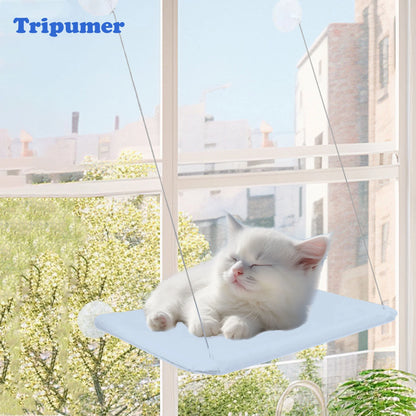 Window Cat Hammock Cat Window Sill Perch Cat Bed Pet Cat Window Sill Stand Suction Cup Hanging Cat Litter Box-Blue