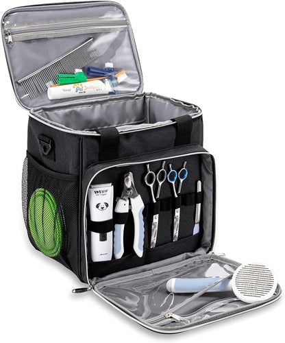 Pet Grooming Bag, Dog Grooming Supplies Organizer Tote Bag, Perfect for Pet Grooming Tool Kit Accessories-Black