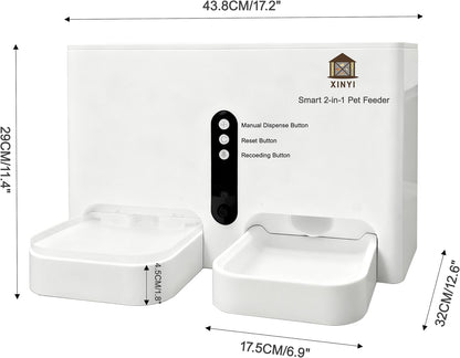 Automatic Pet Feeder and Water Dispenser 2-In-1 Set with Wifi, Proximity Sensor, Easy APP Operation, Real-Time Video Monitoring for Cats and Dogs